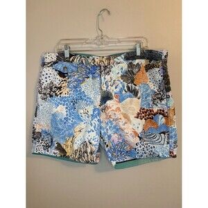 J. Crew Multicolor Floral Pattern Swim Trunks- Blue, Orange, White